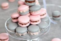 06 a grey and pink macaron tower instead of a traditional wedding cake