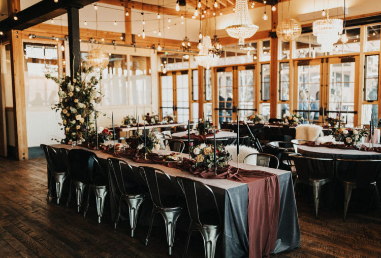 The reception took place at a distillery, which was done in decadent and wild theme