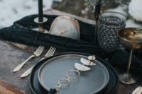 10 Dark shades and geodes were a great match for the tablescape