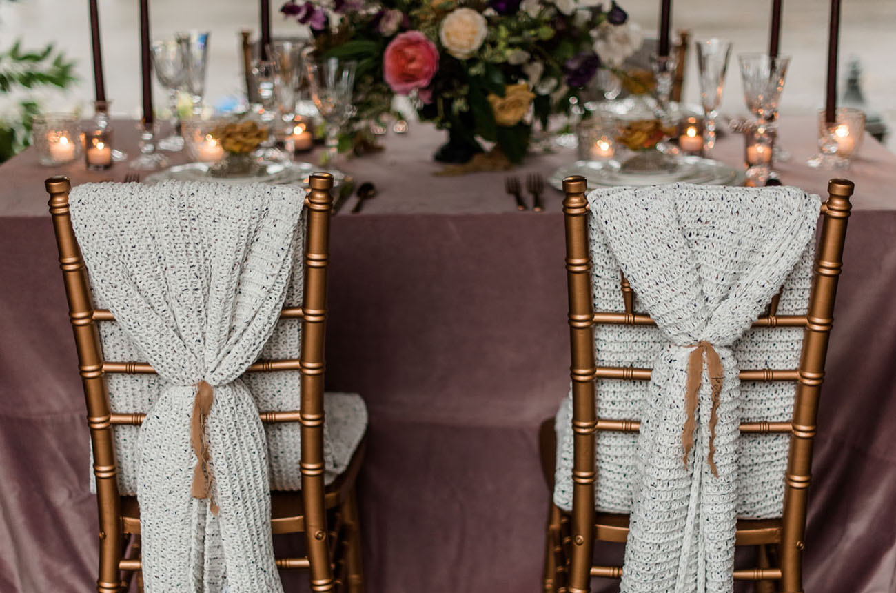 The chairs were covered with knits to make the space cozier