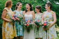11 bold mismatched over the knee floral dresses are right what you need for a relaxed summer wedding