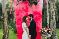 12 a super bold hot pink and fuchsia watercolor wedding backdrop with lush florals