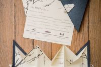 24 origami wedding invitations with cherry blossom and lanterns prints for a slight Japanese feel