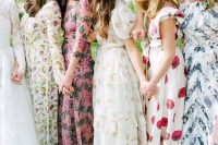 beautiful maxi floral bridesmaid dresses with long and short sleeves are amazing for a spring or summer wedding