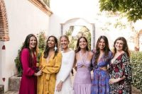 bright mix and match solid color and floral maxi bridesmaid dresses are gorgeous for a summer wedding