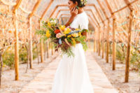 01 This bold and bright wedding shoot was done in the colors that aren’t typical for winter – mustard, emerald, light green