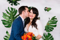 01 This couple chose an unusual wedding theme for an urban wedding – a tropical oasis in NYC