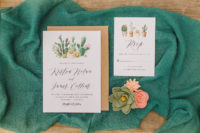 02 The wedding invitation suite was done with cacti and felt flowers