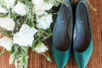 03 emerald flats will add a bold and bright touch to your bridal look