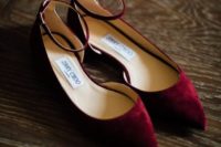 04 chic maroon suede flats with ankle straps to add a colorful touch to your look