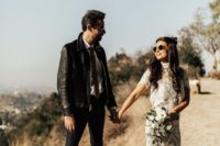 05 The couple rocked rock-n-roll styled glasses and the groom added a leather jacket