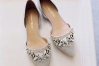 05 dove grey pointed toe jeweled flats to sparkle