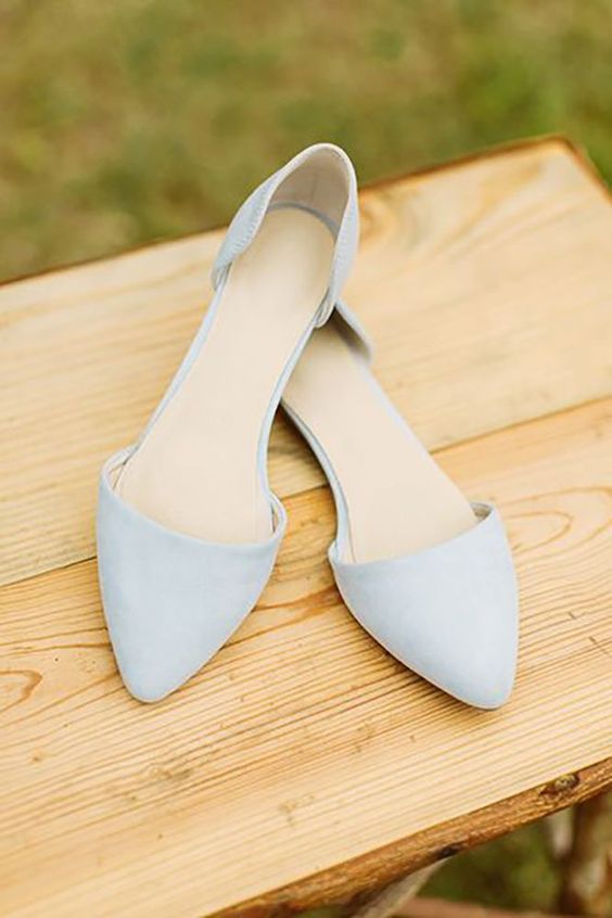 pointed powder blue flats for a something blue touch at the wedding