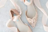 08 blush laser cut flats with beading and ribbons for a cuter look