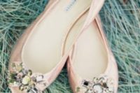 10 blush peep toe flats with embellishments for a gorgeous bridal look
