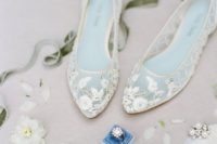 11 sheer lace applique embellished flats is a very romantic and delicate choice