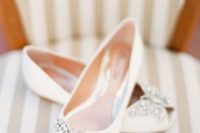 17 peep toe creamy flats with embellished butterflies for a romantic bride