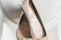 21 blush pointed bridal flats with embellished buckles by Manolo Blahnik