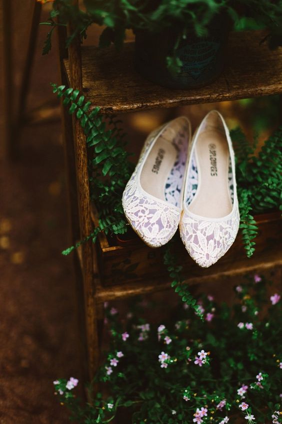 lace flats are a romantic touch to your wedding look