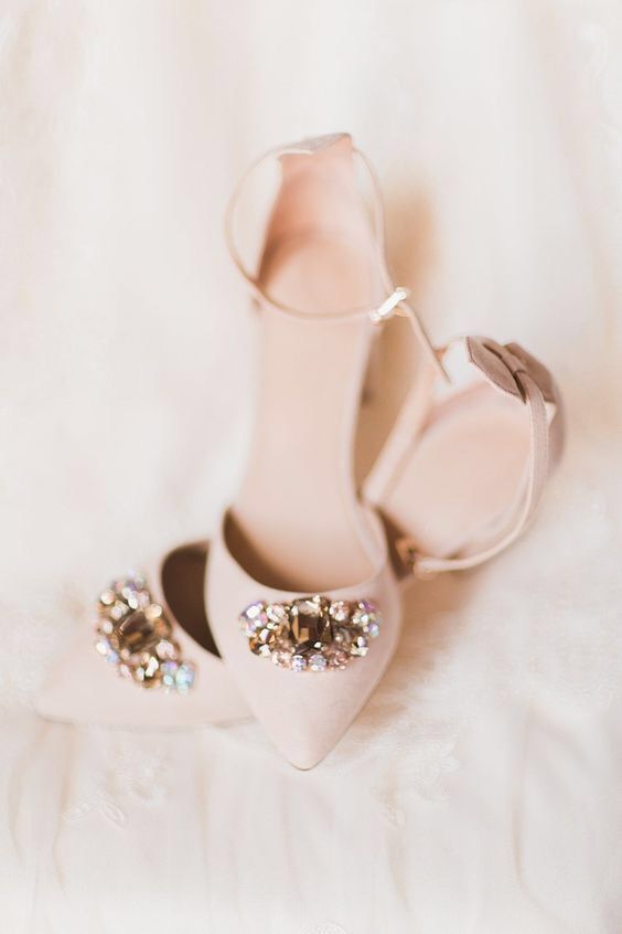 bush wedding flats with embellishments will be a delicate color accent and a touch of bling to your bridal look