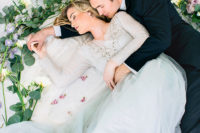 01 This beautiful wedding shoot was inspired by both winter and spring, and the stylists incorporated colors that are characteristic for both seasons