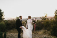 01 This boho meets modern moody wedding is full of love and moody touches for a desert at sunset look