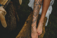 bride that embraced her leg tattoos