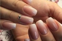 06 ombre French nails with some rhinestones for a glam feel and a bold look