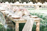 09 airy off-white table runners and blush and neutral blooms for centerpieces for a romantic summer wedding