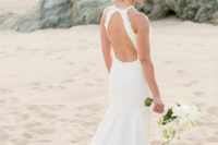 halter neckline beach wedding dress