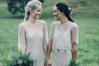 11 boho lace dress and a separate in off-white, with side slits and different necklines for a trendy boho feel