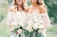 12 white off the shoulder mix and match dresses with crochet lace