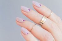 19 lilac nails with purple tirangle accents can fit a boho or mid-century modern bride