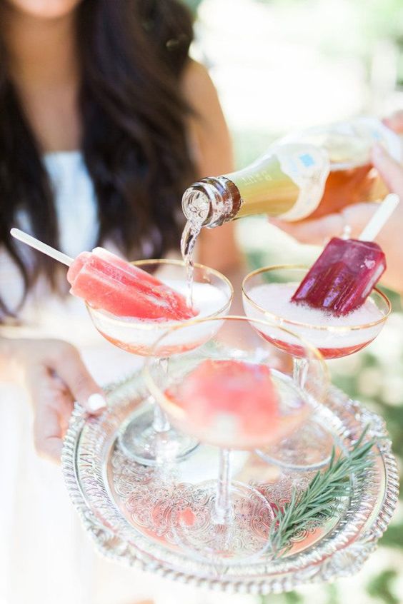 serve prosecco and popsicles to keep the girls cool and comfy if it's hot outside or just spoil them with these tasty treats