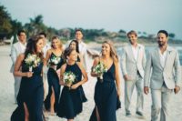 navy blue bridesmaid’s outfits