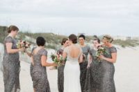 26 sparkling grey maxi dress with silver sequins with short sleeves and cutout backs