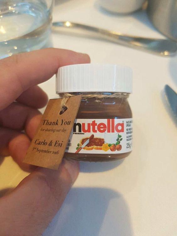 mini Nutella favors are also a timeless idea because most of people have a sweet tooth or someone with it