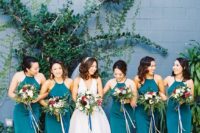 28 teal halter neckline fitting maxi dresses for a bold touch at a summer wedding