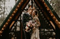 01 This rainy day forest elopement was a boho one, filled with moody beauty and real rain