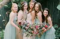 03 The bridesmaids were wearing dusty aqua dresses and one of them prefered a tan embellished gown