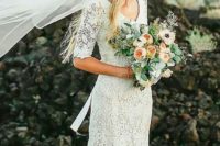 bride’s dress with a veil in boho style