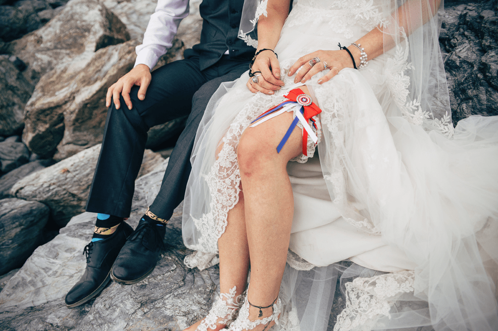 She DIYed lace barefoot sandals and a Captain America inspired garter