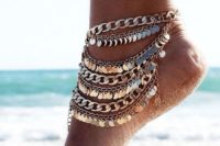 11 a multiple layer chain anklet with little coins for a boho or gypsy bridal look