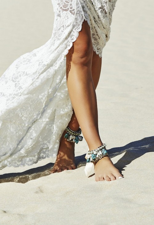 gypsy inspired chain and stone anklets are ideal for a beach, desert or just boho and gypsy bride