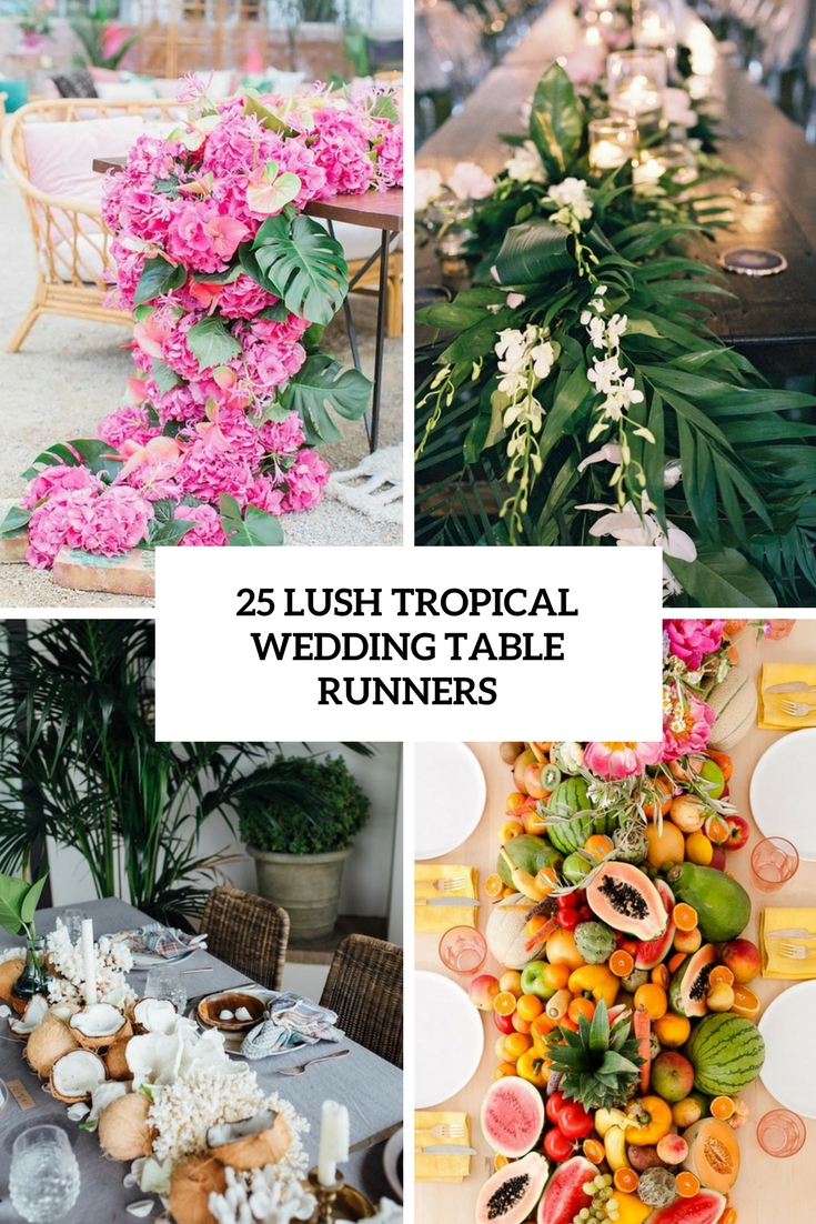 lush tropical wedding table runners cover