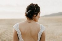 bride’s braided updo hairstyle