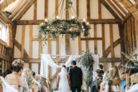 greenery chandeliers for a wedding venue decor