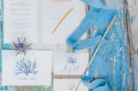 06 The wedding stationery suite was done with blue watercolors and sea creatures
