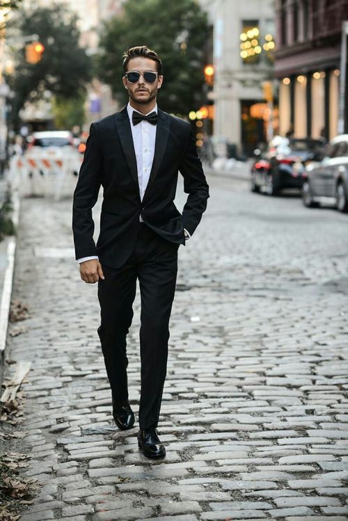 a black tuxedo look is timeless classics that can be worn to any wedding and works every time
