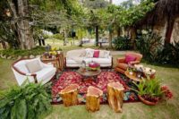 add potted greenery and rugs to create an outdoor living room, which is sure to be very welcoming